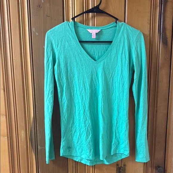 Lilly Pulitzer Women's Mint Green V-Neck Long Sleeve Top - Picture 1 of 3